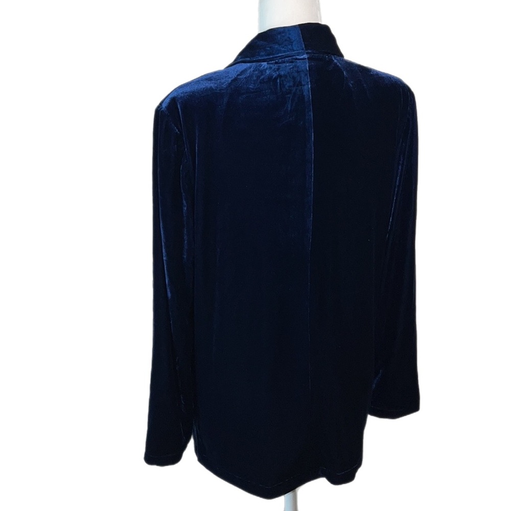 NWOT VINTAGE HAVANA One Button Oversized Velvet Blazer Midnight Blue L - Picture 6 of 11